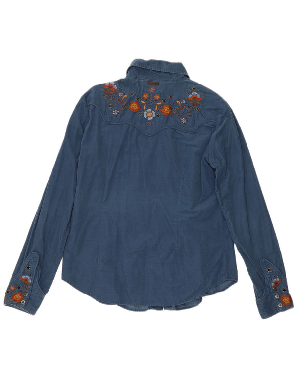 Marlboro Classics Damen Langarmshirt UK 16 Large Blue Floral Western