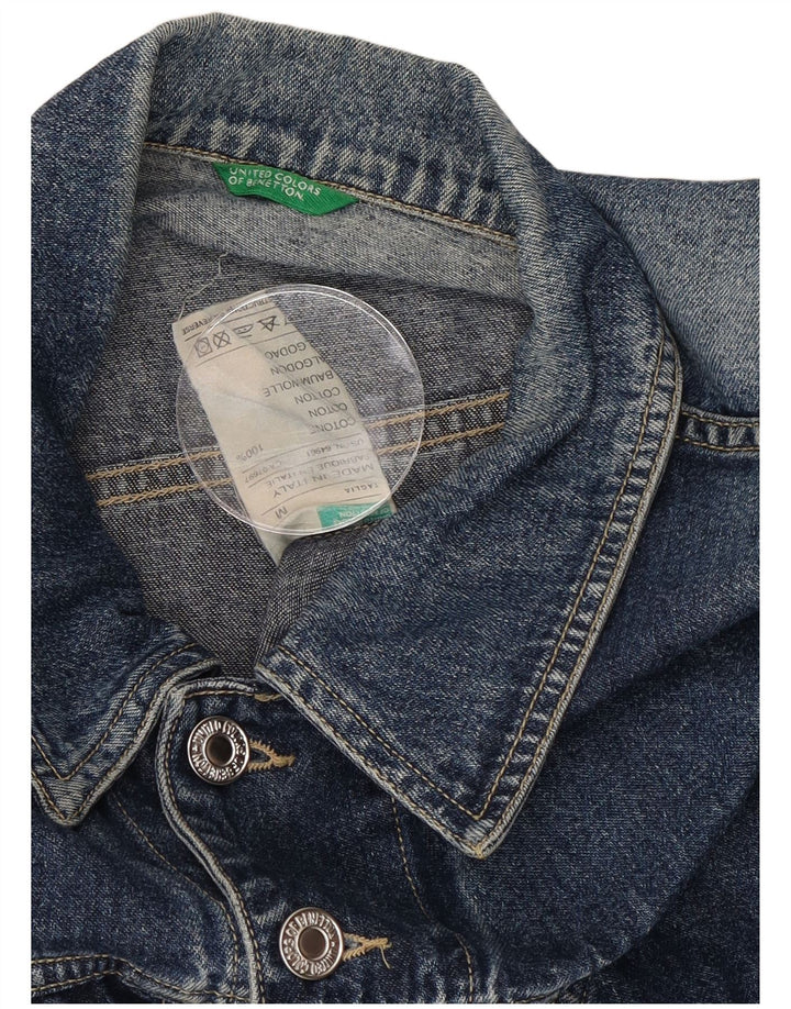 BENETTON Womens Denim Jacket UK 14 Medium Blue Cotton