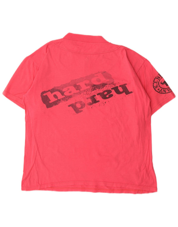 Vintage Damen-T-Shirt mit Reißverschluss, Grafik, Gr. 40, Größe L, Rosa