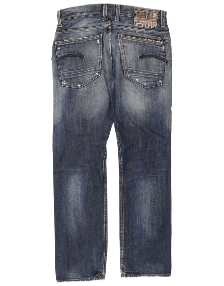 G-Star Herren Distressed Straight Jeans W33 L32 Blaue Baumwolle