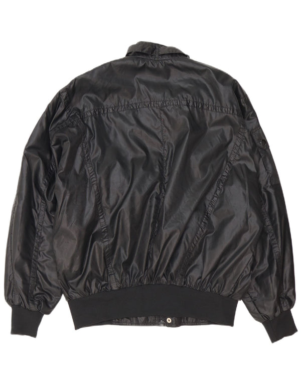 Vintage Herren Bomber Loose Fit Racer Jacke UK 40 Großes schwarzes Nylon