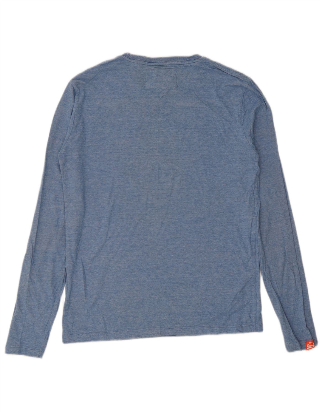Superdry Herren-Langarmoberteil aus mittelblau gefleckter Baumwolle