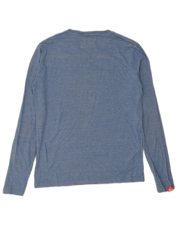 Superdry Herren-Langarmoberteil aus mittelblau gefleckter Baumwolle