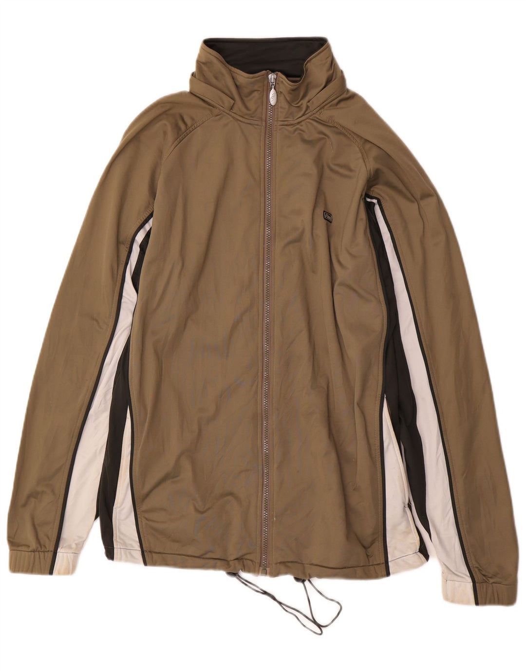 Asics Herren-Trainingsanzug-Top-Jacke, mittelgroßes Khaki-Farbblock-Polyester