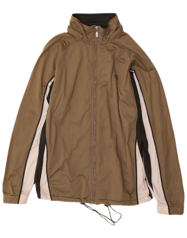 Asics Herren-Trainingsanzug-Top-Jacke, mittelgroßes Khaki-Farbblock-Polyester