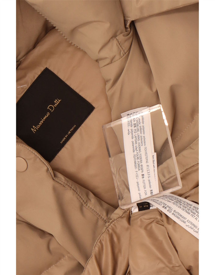 Massimo Dutti Damen-Kapuzen-Übergröße, wattierte Jacke, UK 6, XS, Beige, Polyester