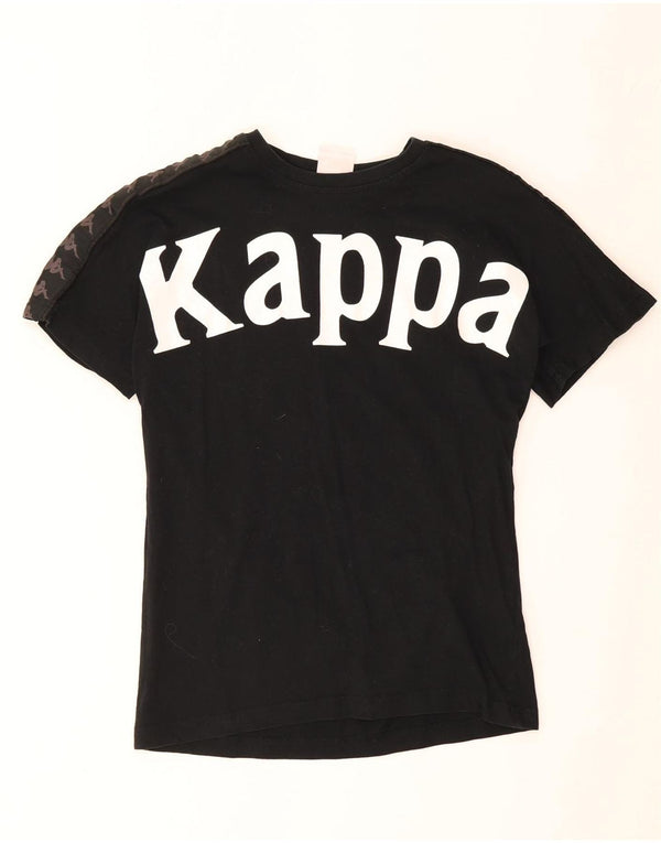 Kappa Womens Graphic T-Shirt Top UK 10 Small Schwarz Baumwolle