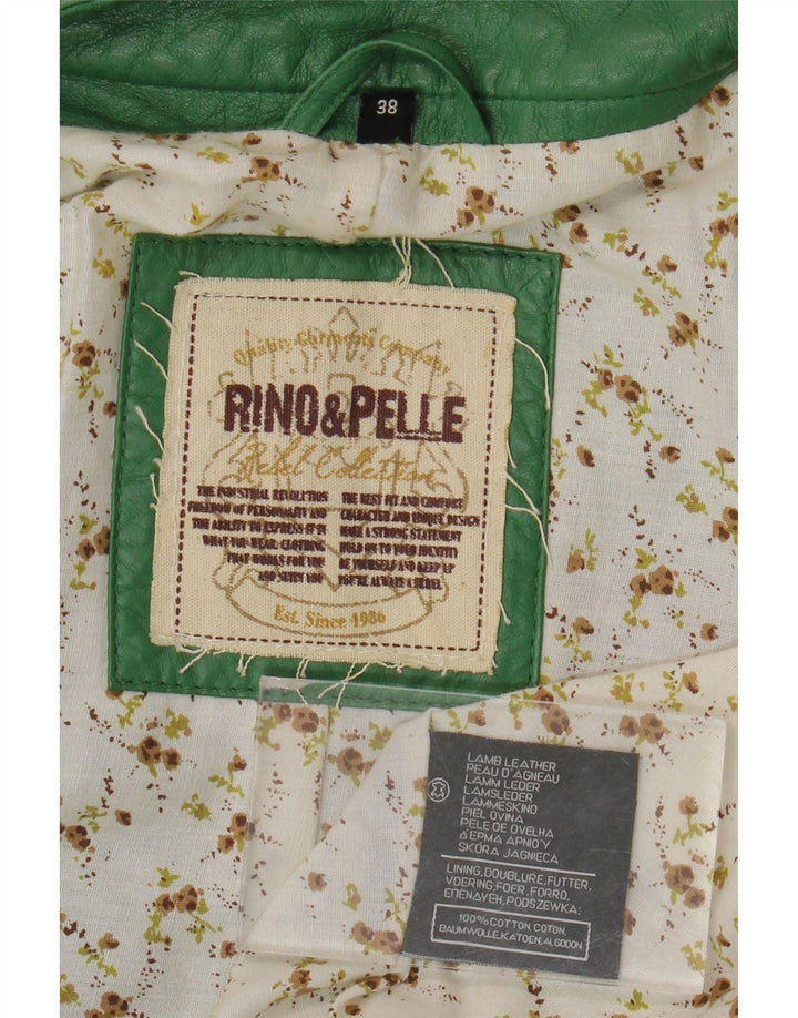 Rino & Pelle Damen Crop Lederjacke EU 38 Mittelgrünes Leder