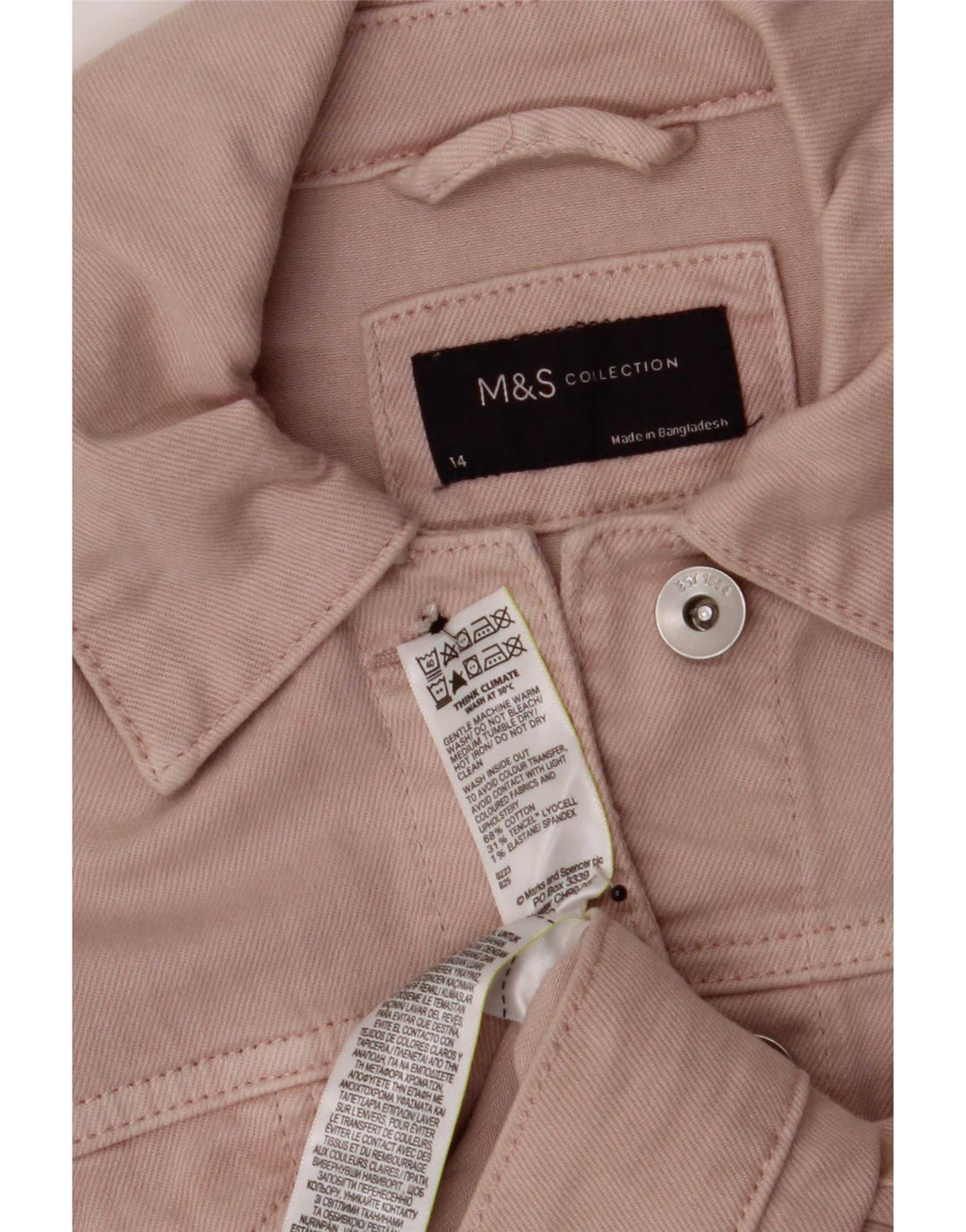 Marks & Spencer Damen Jeansjacke UK 14 Large Rosa Baumwolle