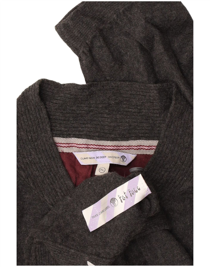 Fat Face Herren-Pullover mit Knopfkragen, XL, graue Baumwolle