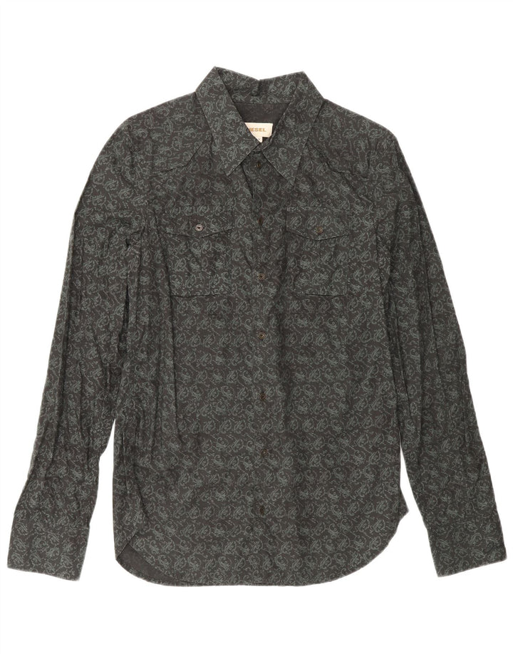 Diesel Herrenhemd Mittelschwarze Paisley-Baumwolle