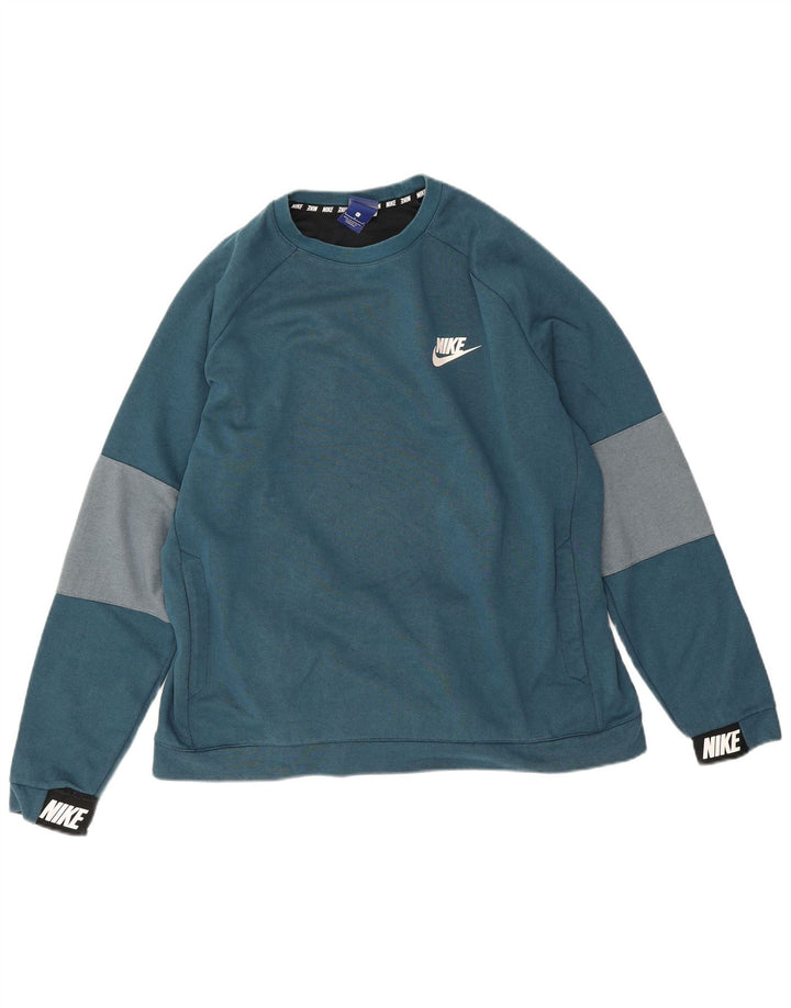 Nike Herren-Sweatshirt-Pullover, groß, blau, Farbblock