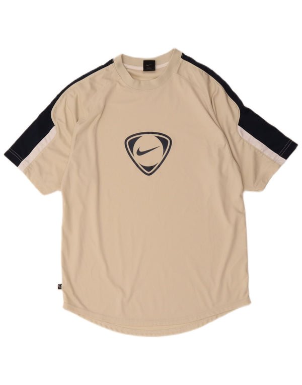 Nike Herren T-Shirt Top UK 39/41 Medium Beige Colourblock Polyester