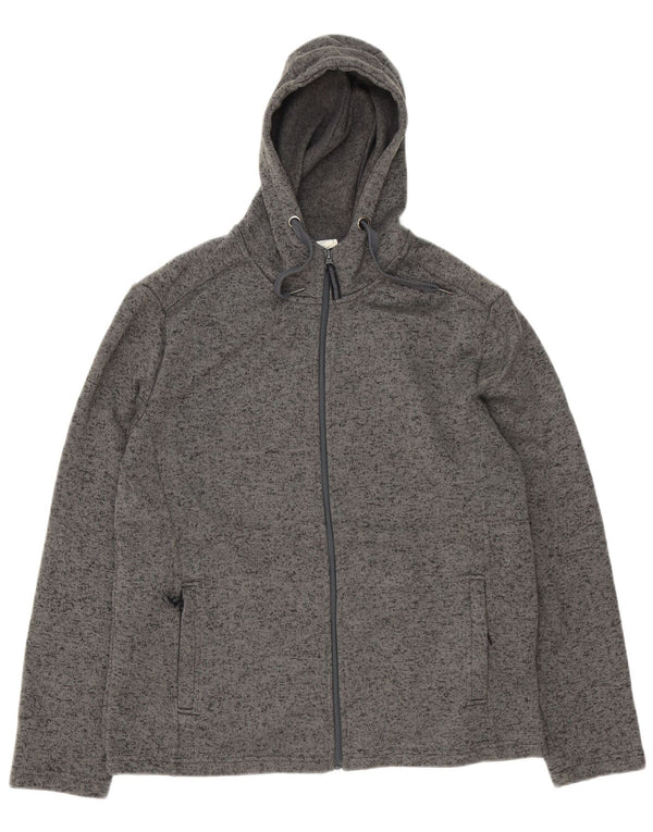 Mountain Warehouse Herren-Kapuzenpullover mit Reißverschluss, XL, grau geflecktes Polyester