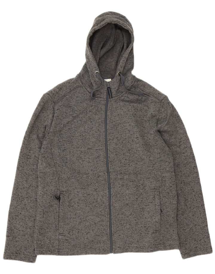 Mountain Warehouse Herren-Kapuzenpullover mit Reißverschluss, XL, grau geflecktes Polyester