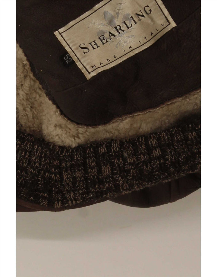 Vintage Herren Shearling Jacke IT 52 XL Braun gefleckt