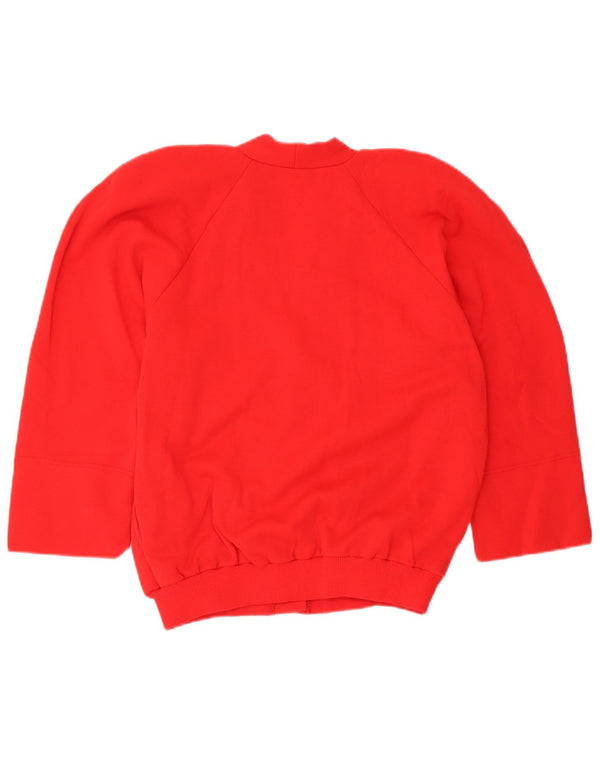 Vintage Damen Oversized Cardigan Pullover UK 10 Kleine rote Baumwolle