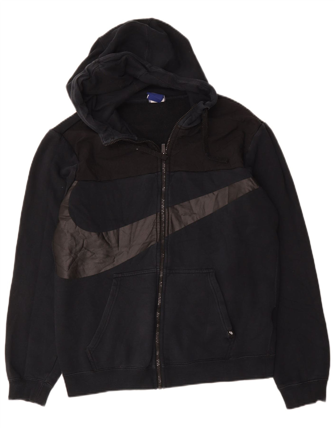 Nike Herren-Kapuzenpullover mit grafischem Reißverschluss, mittelschwarz, Baumwolle