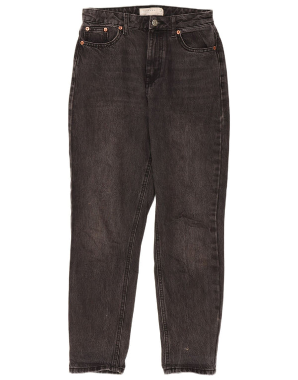 Topshop Damen Mom High Waist Tapered Jeans UK 8 Small W26 L26 Graue Baumwolle
