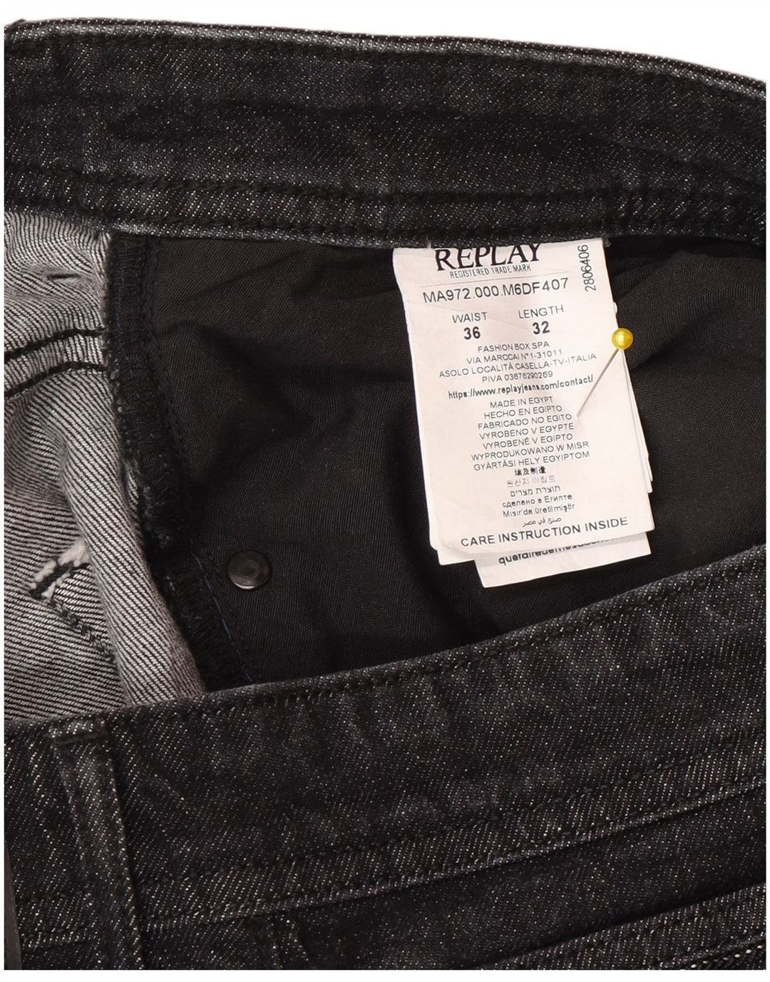 Replay Herren Grover Straight Jeans W36 L32 Graue Baumwolle