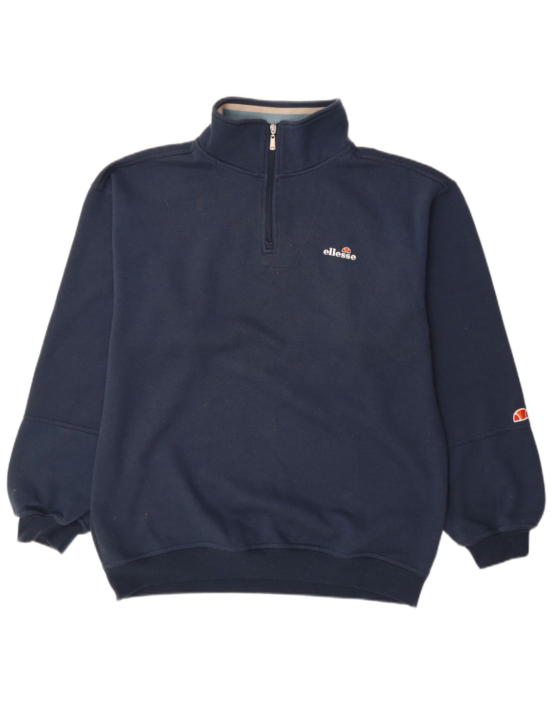 Ellesse Herren-Sweatshirt mit Reißverschluss am Hals, groß, marineblaue Baumwolle