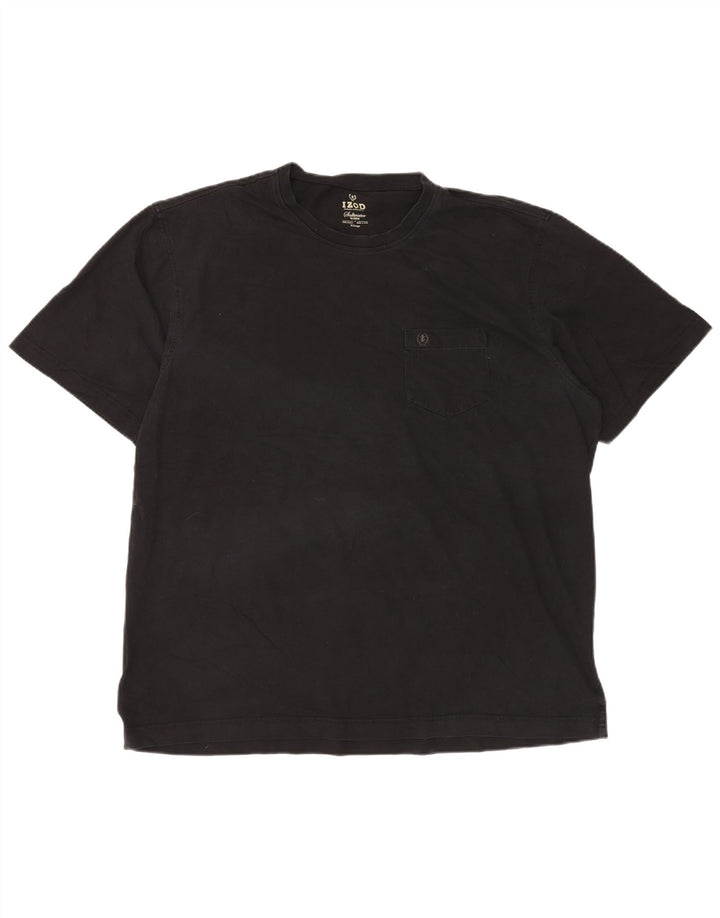 Izod Herren T-Shirt Top XL Schwarz Baumwolle