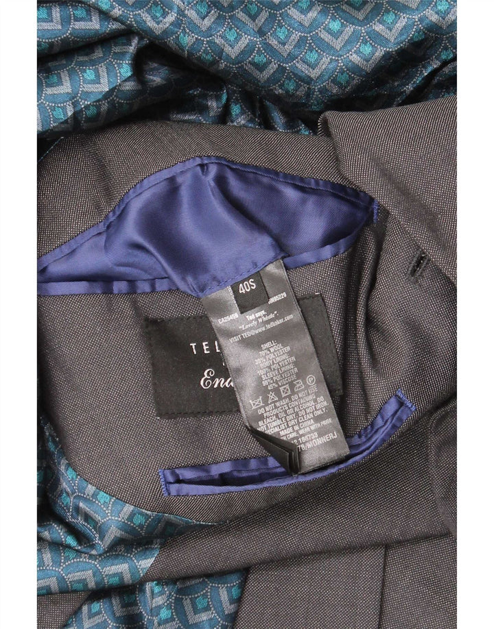 Ted Baker Herren-Blazer, kurz, mit 2 Knöpfen, UK 40, Größe L, graue Wolle