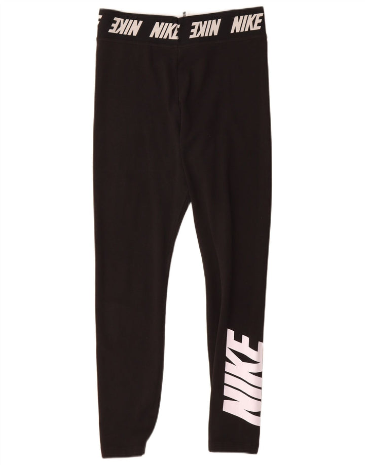 Nike Womens Graphic Leggings UK 12 Mittelschwarze Baumwolle