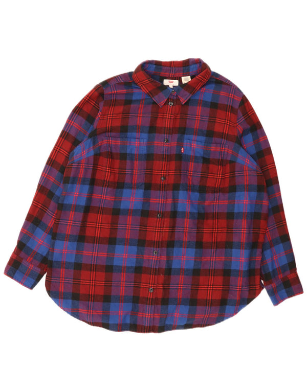 Levi's Damen-Flanellhemd, UK 18, XL, rot kariert, Baumwolle