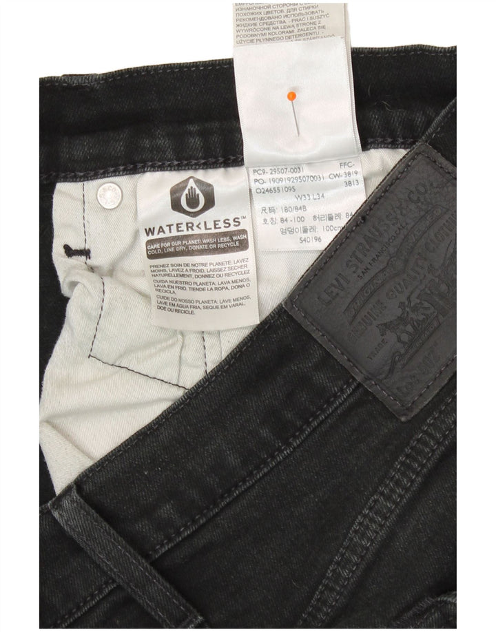 Levi's Herren 502 Tapered Jeans W33 L31 Schwarze Baumwolle