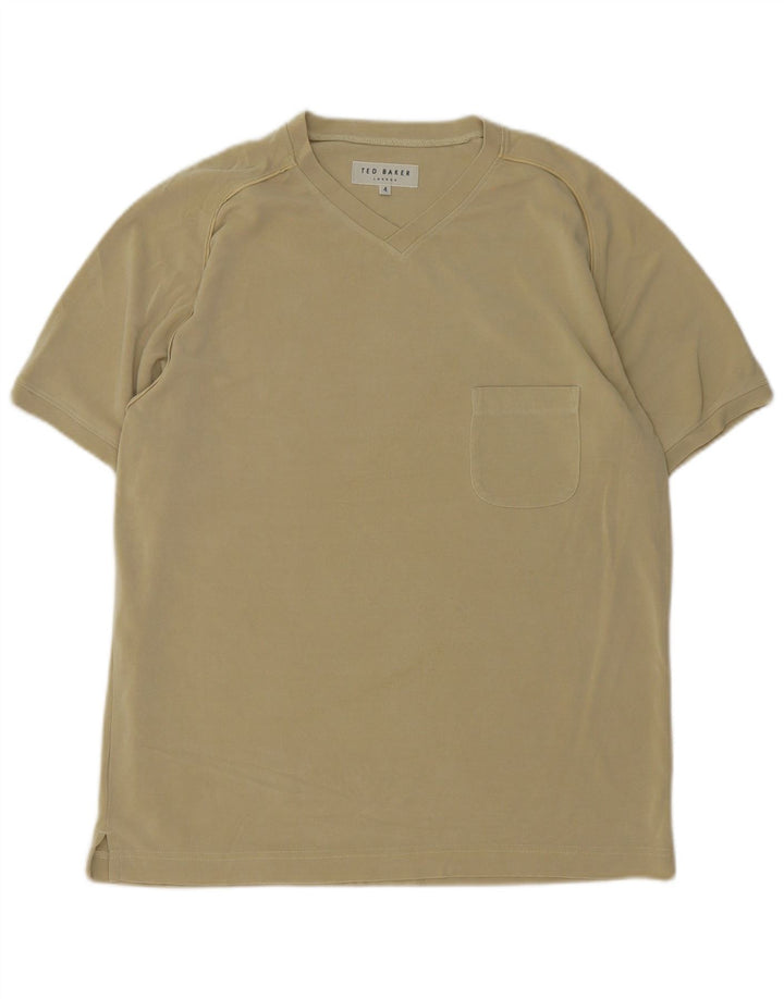 Ted Baker Herren T-Shirt Top Größe 4 Large Khaki Baumwolle