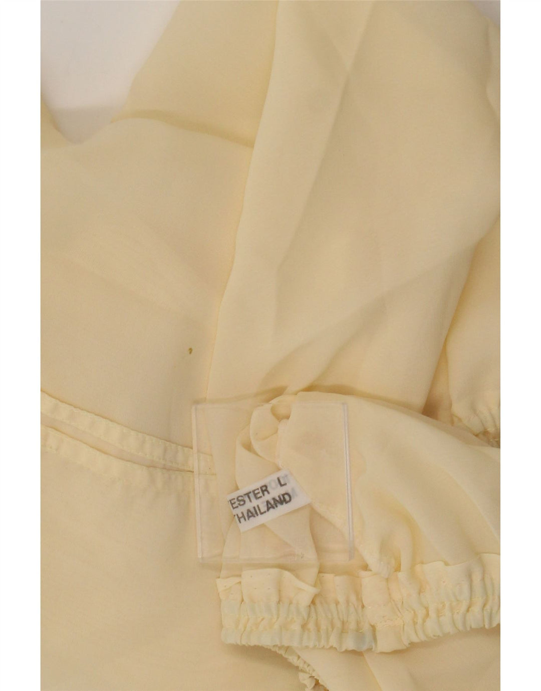 Vintage Damen Crop Bluse Top UK 16 Large Beige Floral Polyester