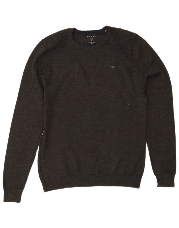Guess Damen-Pullover mit Rundhalsausschnitt, UK 12, mittelgrüne Wolle