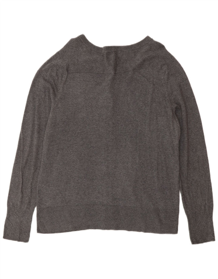 EDDIE BAUER Damen-Cardigan-Pullover UK 16 Große graue Baumwolle