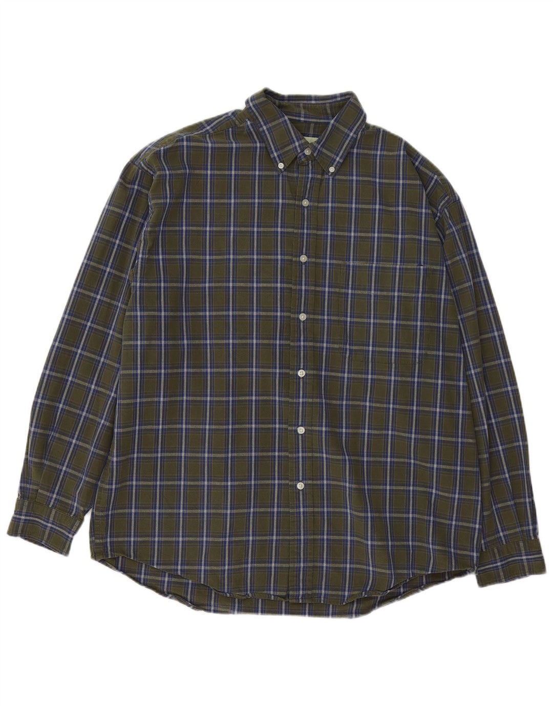 Eddie Bauer Herren-Flanellhemd mit normaler Passform, großes Khaki-Karomuster, Baumwolle