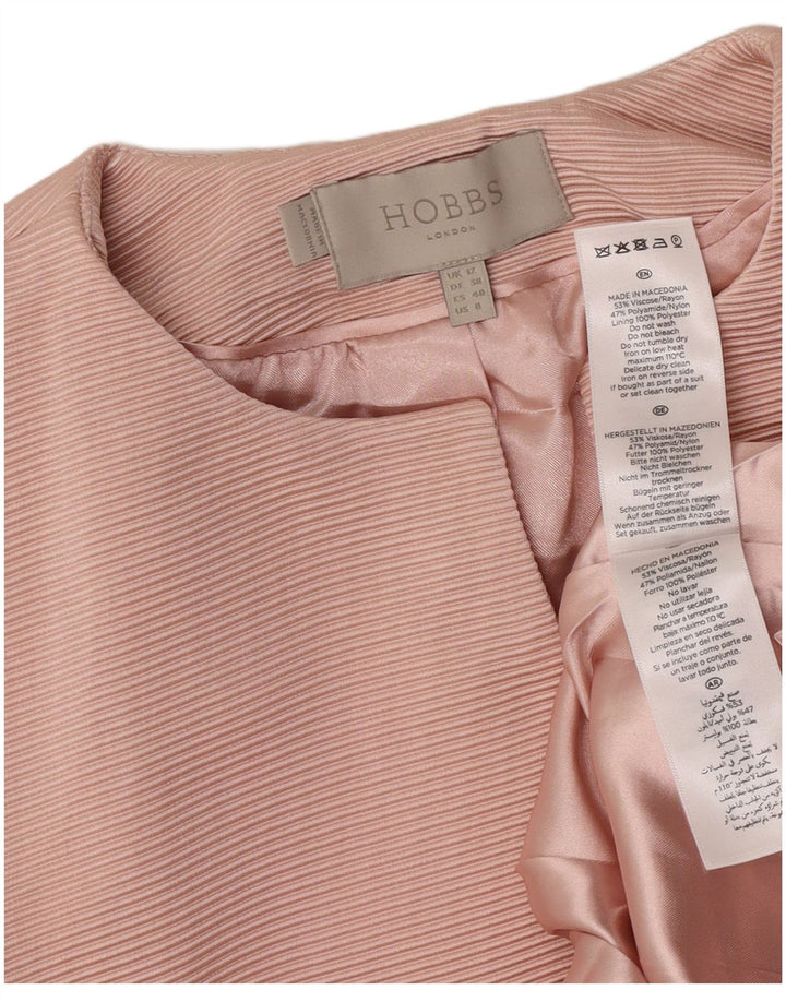 Hobbs Damen Crop Open Blazer Jacke UK 12 Mittelrosa Viskose