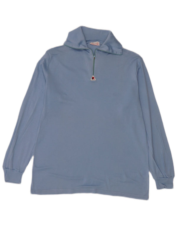 Vintage Herren 1/4 Reißverschluss Top Langarm XL Blau