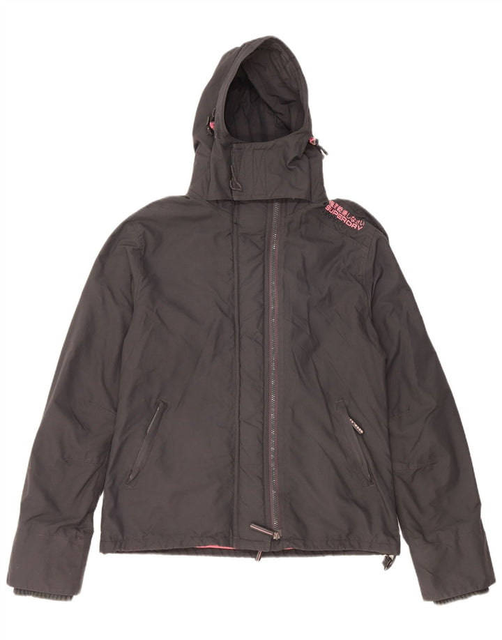 Superdry Damen-Windbreakerjacke mit Kapuze, UK 18 XL, graues Nylon