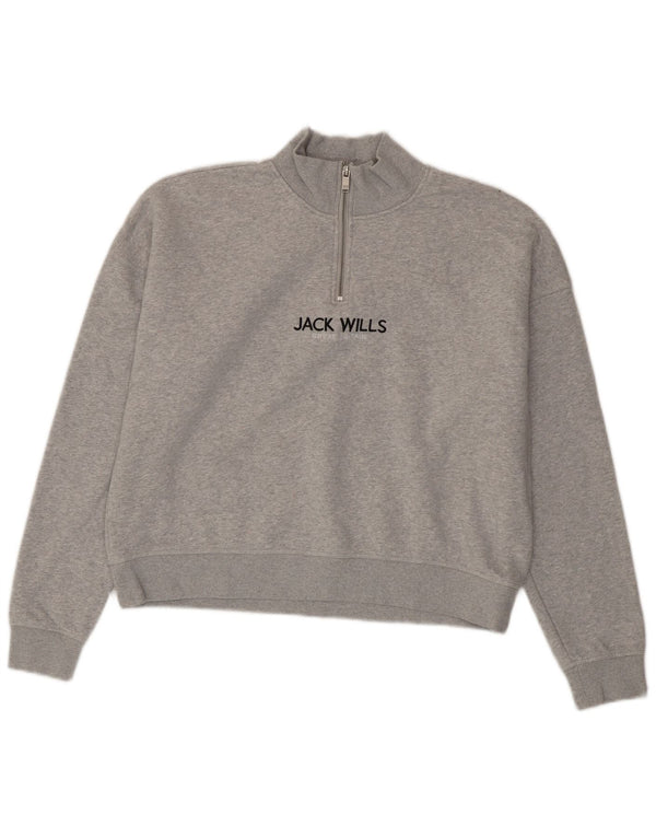 Jack Wills Damen-Sweatshirt in Übergröße mit Grafik, UK 12, Mittelgrau