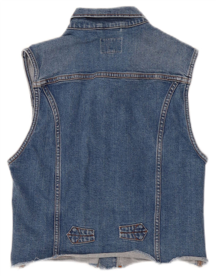 PEPE Jeans Damen Crop Denim Gilet UK 12 Mittelblaue Baumwolle