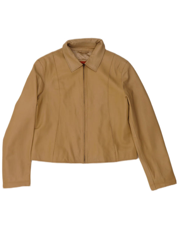 Helium Damen Crop Lederjacke UK 14 Medium Beige Leder