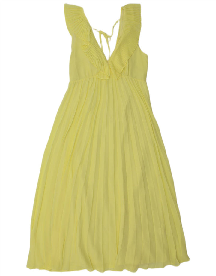 Zara Damen Ärmelloses Maxikleid UK 12 Mittelgelb