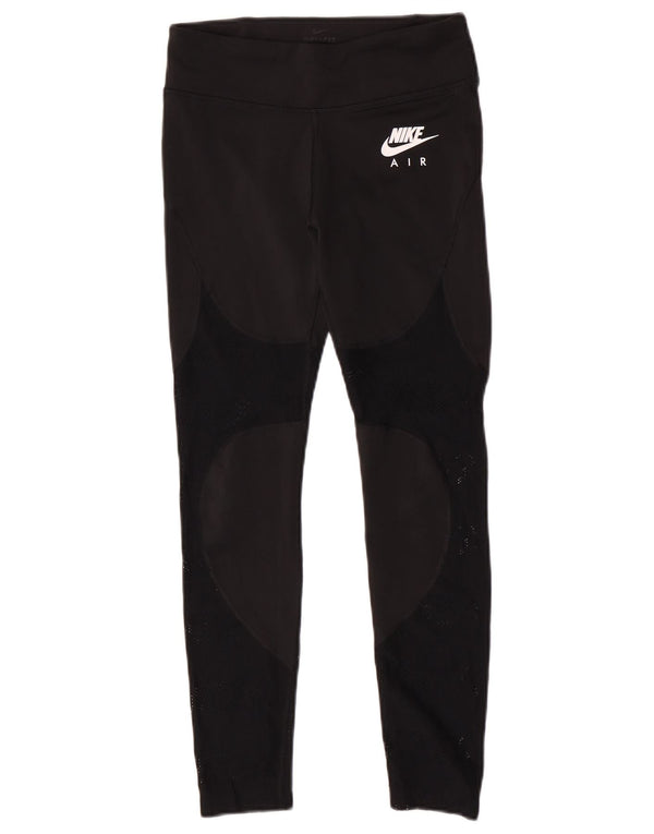 Nike Damen Dri Fit Graphic Leggings UK 12 Mittelschwarzes Polyester