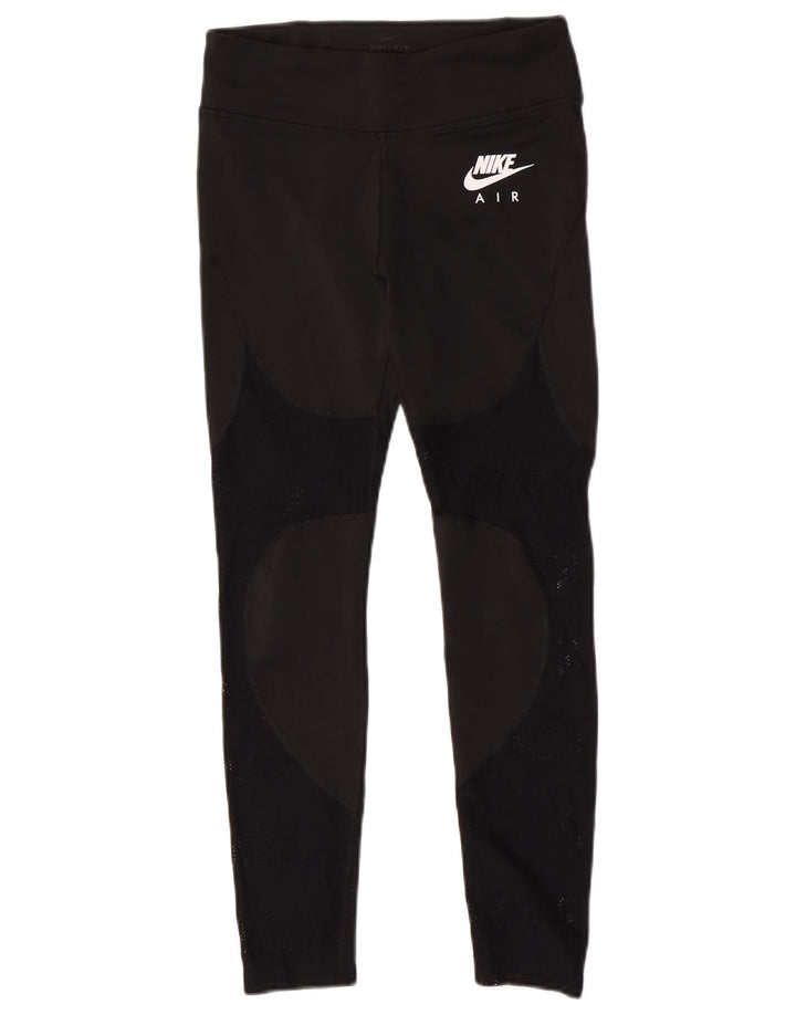 Nike Damen Dri Fit Graphic Leggings UK 12 Mittelschwarzes Polyester