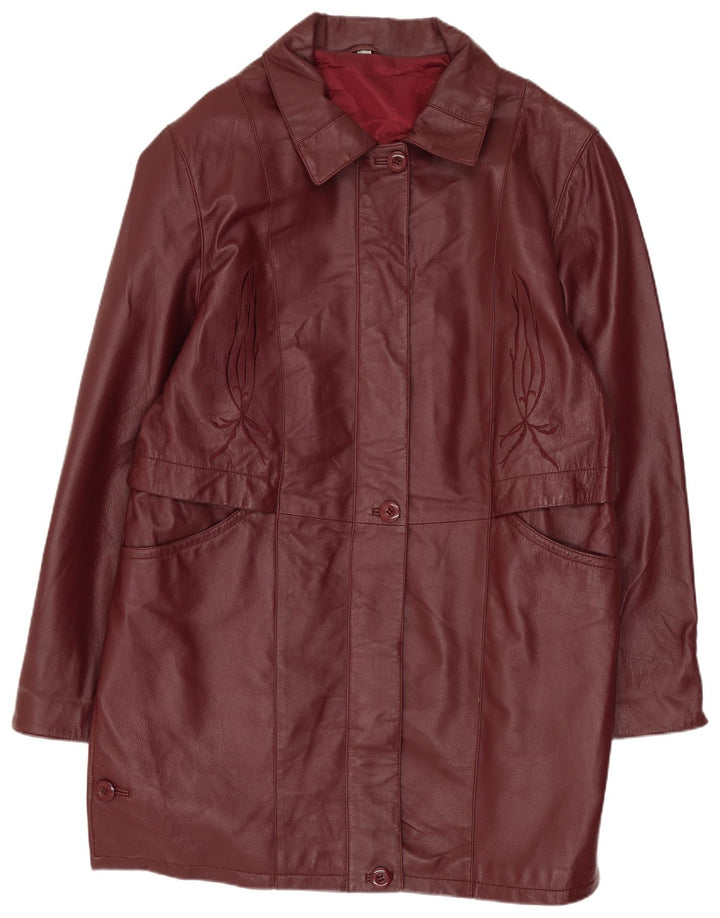 Vintage Damen Ledermantel IT 48 XL Kastanienbraunes Leder