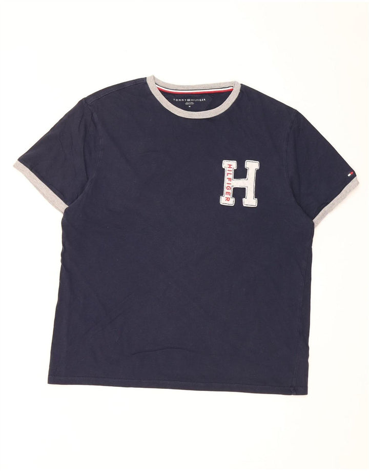 Tommy Hilfiger Herren-T-Shirt mit Grafik, mittelmarineblaue Baumwolle