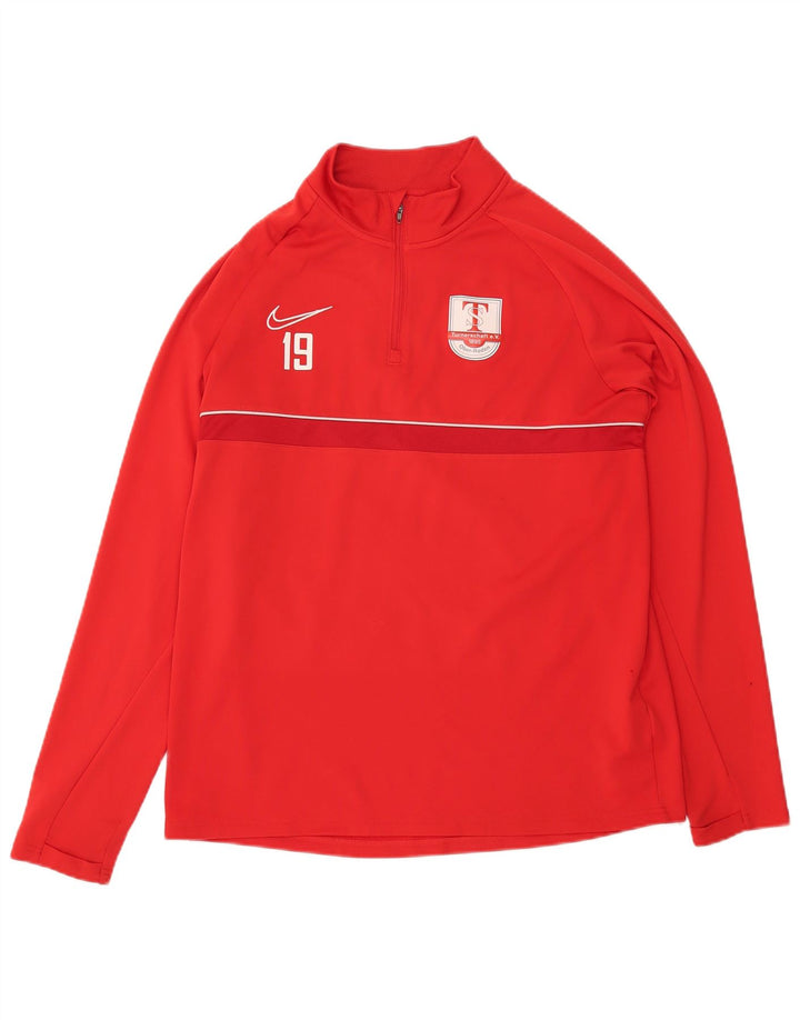 Nike Herren Dri Fit Graphic Pullover-Trainingsoberteil mit Reißverschluss und Halsausschnitt, Größe L, Rot