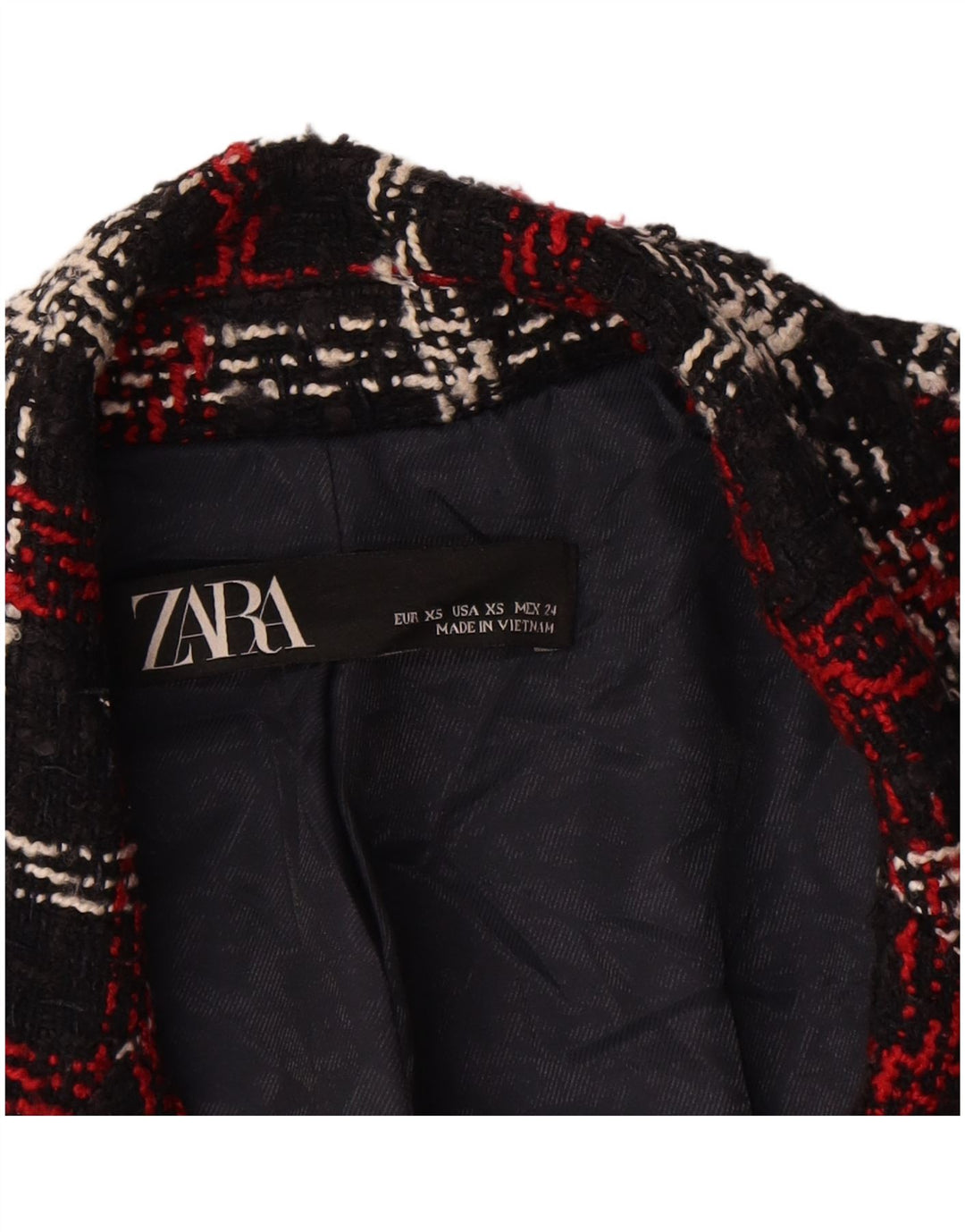 Zweireihiger, übergroßer Blazer für Damen von Zara, Gr. 6, XS, rot kariert