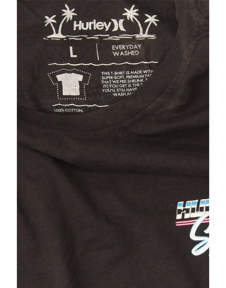 Hurley Herren-T-Shirt mit Grafik, Größe L, aus schwarzer Baumwolle
