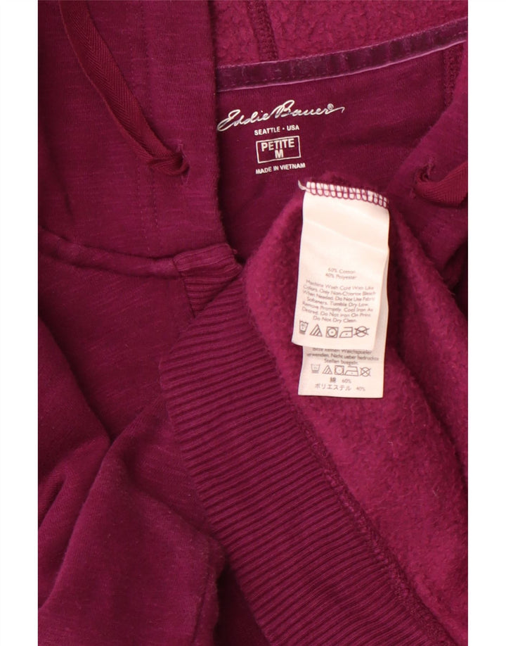 EDDIE BAUER Damen Petite Button Neck Hoodie Pullover UK 14 Medium Lila